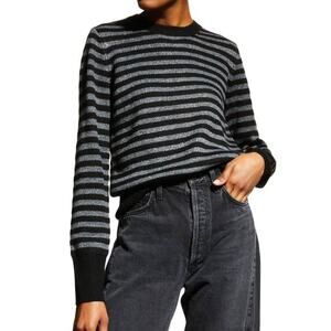 Equipment NWT Rubee Stripe 100% Wool Sweater Black Gray Size XXS Button Neck